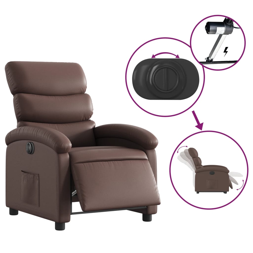 Fauteuil inclinable électrique Marron Similicuir Fauteuils vidaXL   