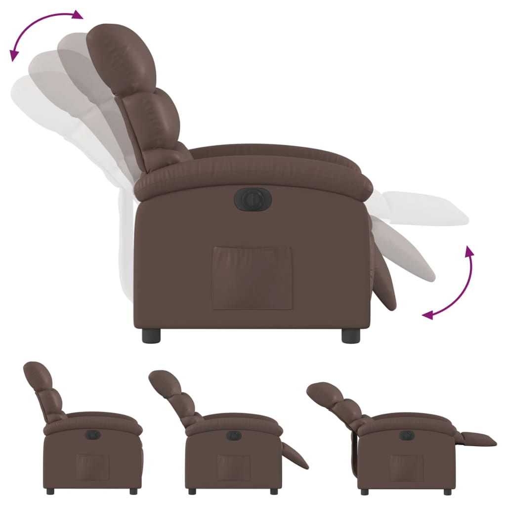 Fauteuil inclinable électrique Marron Similicuir Fauteuils vidaXL   