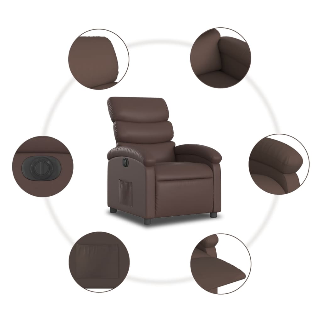 Fauteuil inclinable électrique Marron Similicuir Fauteuils vidaXL   