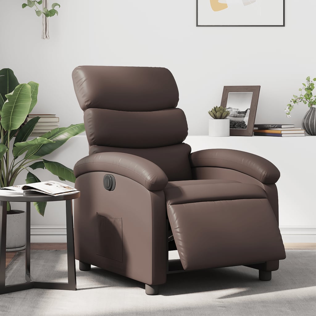 Fauteuil inclinable électrique Marron Similicuir Fauteuils vidaXL   