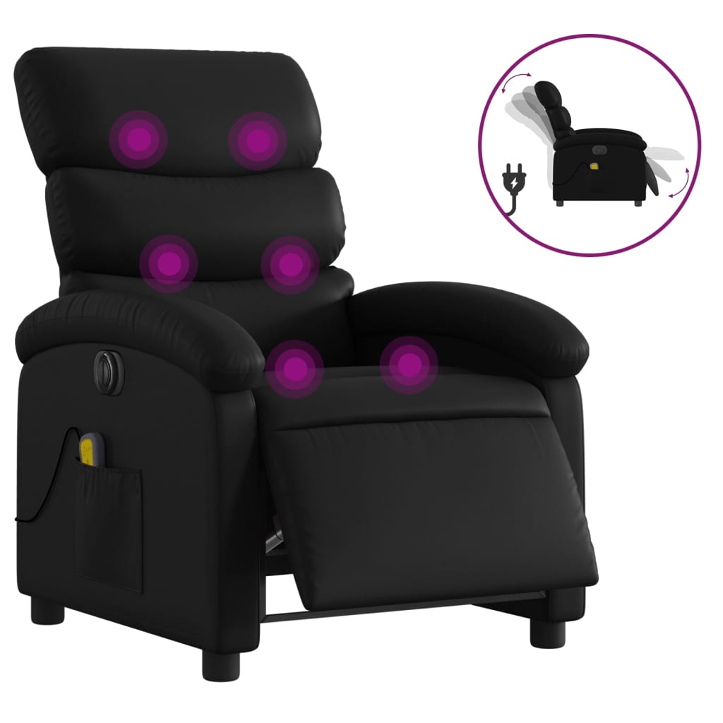 Fauteuil de massage inclinable électrique noir similicuir Fauteuils vidaXL   