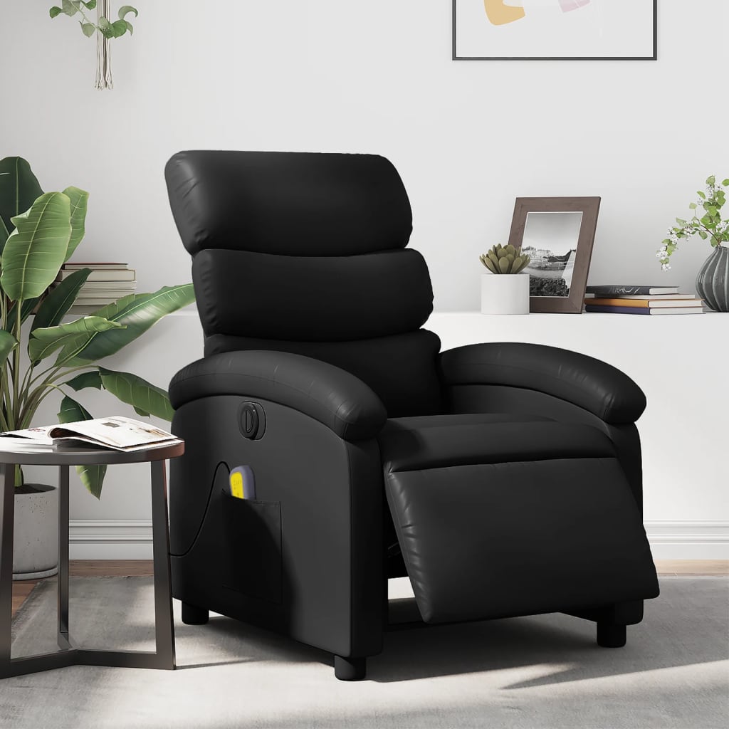 Fauteuil de massage inclinable électrique noir similicuir Fauteuils vidaXL   