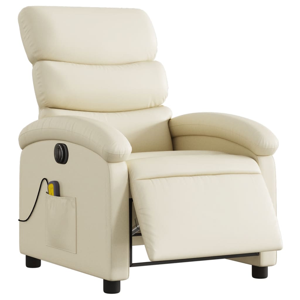 Fauteuil de massage inclinable électrique crème similicuir Fauteuils vidaXL   