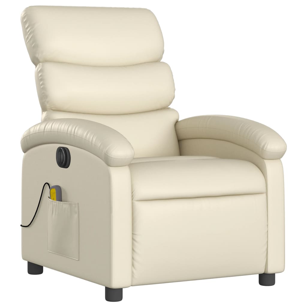 Fauteuil de massage inclinable électrique crème similicuir Fauteuils vidaXL   