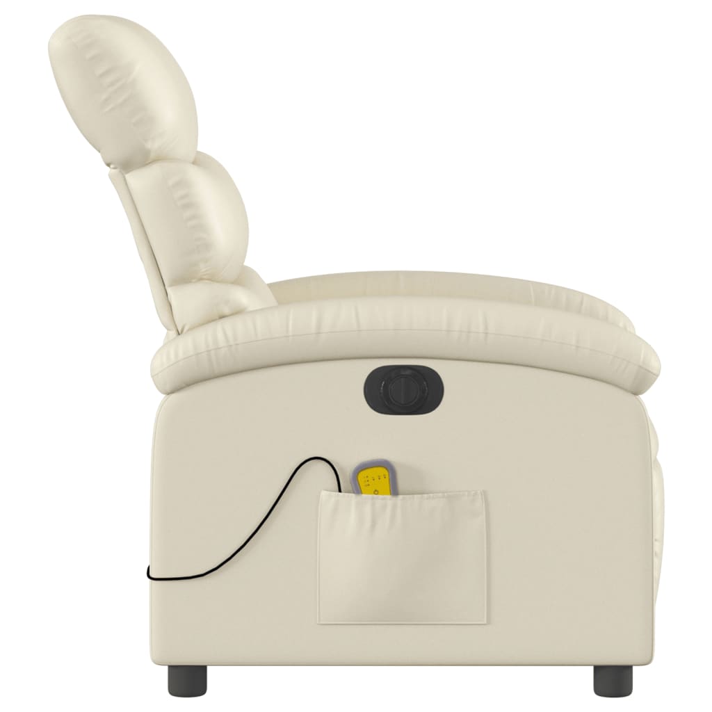 Fauteuil de massage inclinable électrique crème similicuir Fauteuils vidaXL   