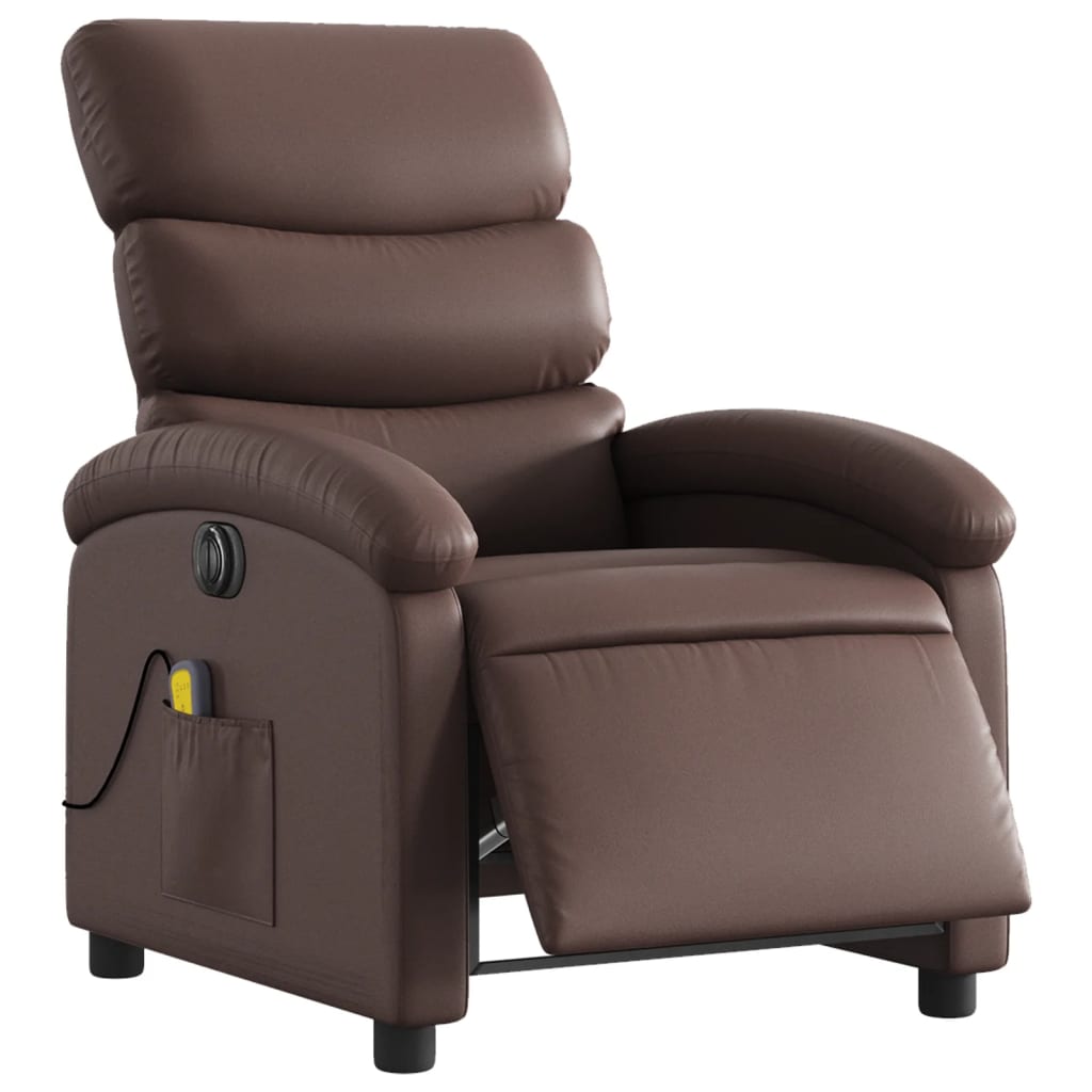 Fauteuil de massage inclinable électrique marron similicuir Fauteuils vidaXL   