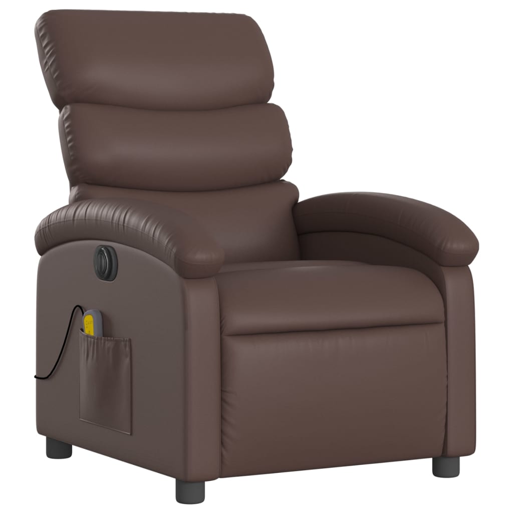 Fauteuil de massage inclinable électrique marron similicuir Fauteuils vidaXL   