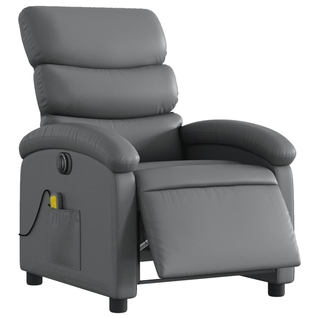 Fauteuil de massage inclinable électrique gris similicuir Fauteuils vidaXL   