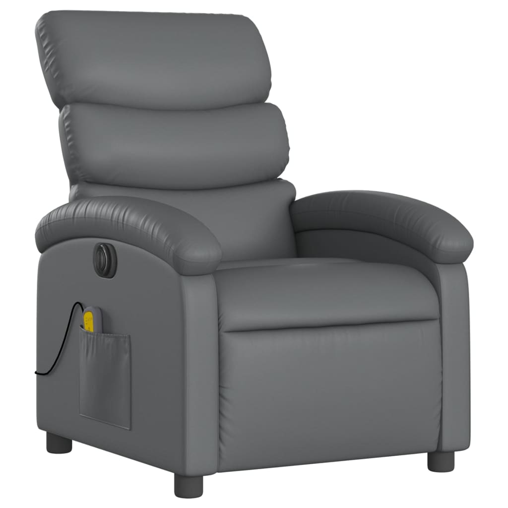 Fauteuil de massage inclinable électrique gris similicuir Fauteuils vidaXL   