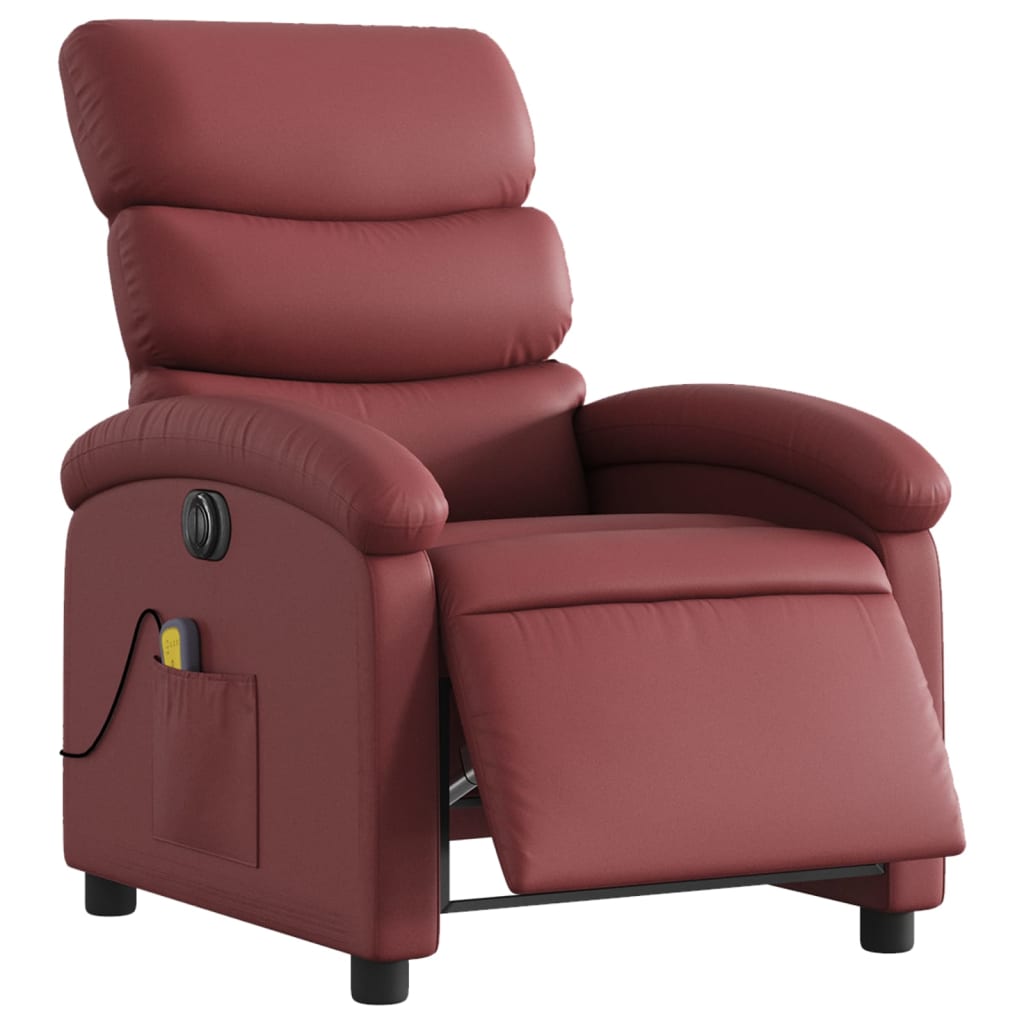 Fauteuil de massage inclinable électrique rouge bordeaux Fauteuils vidaXL   