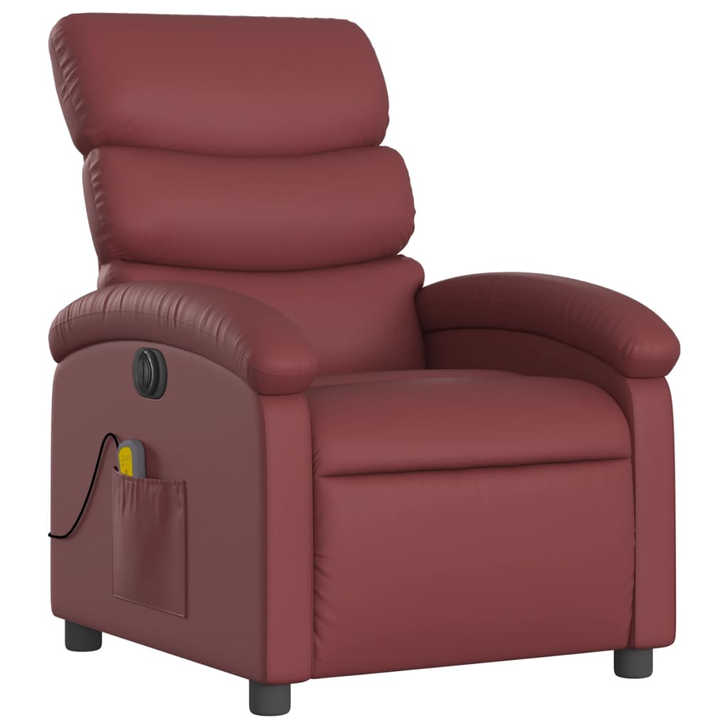 Fauteuil de massage inclinable électrique rouge bordeaux Fauteuils vidaXL   