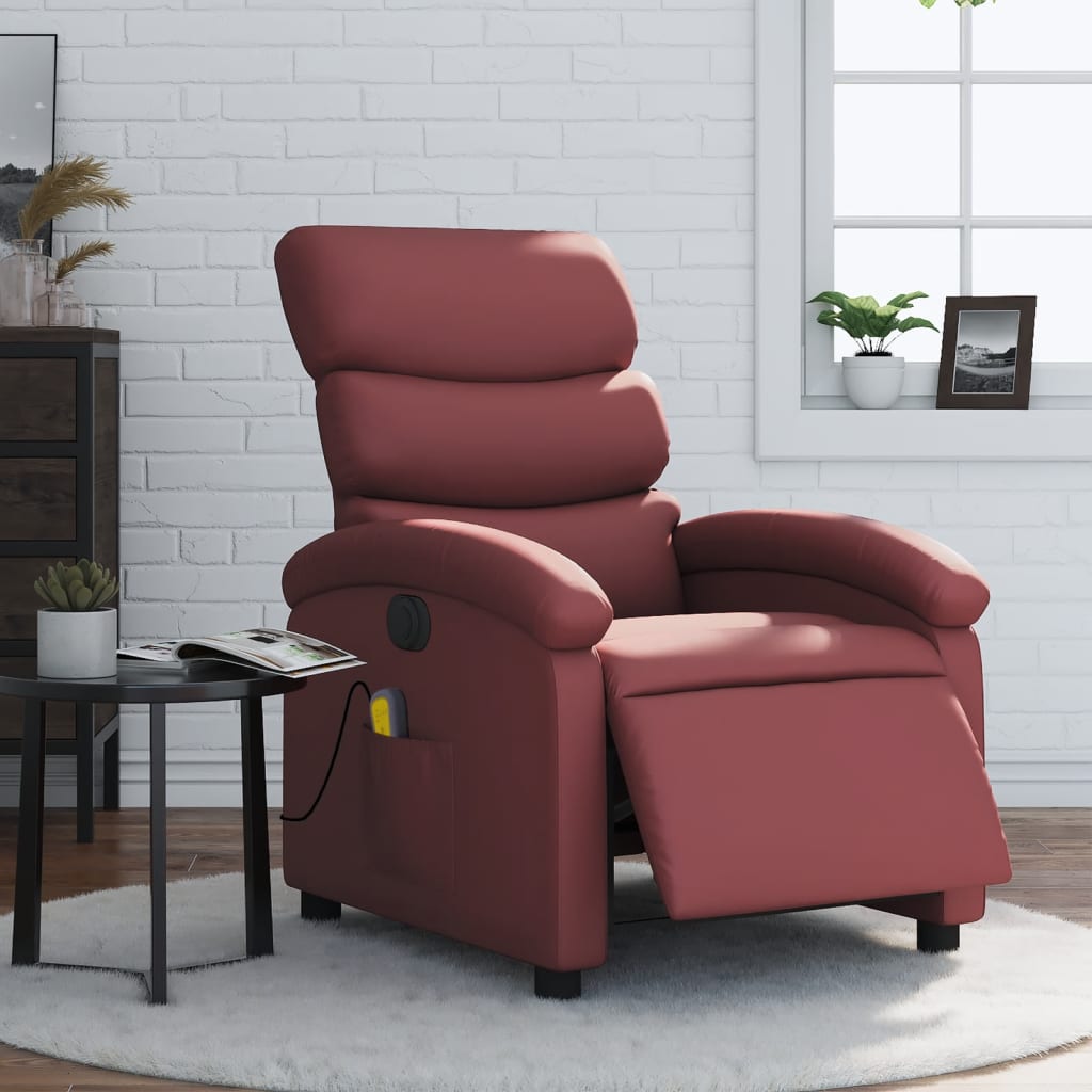 Fauteuil de massage inclinable électrique rouge bordeaux Fauteuils vidaXL   