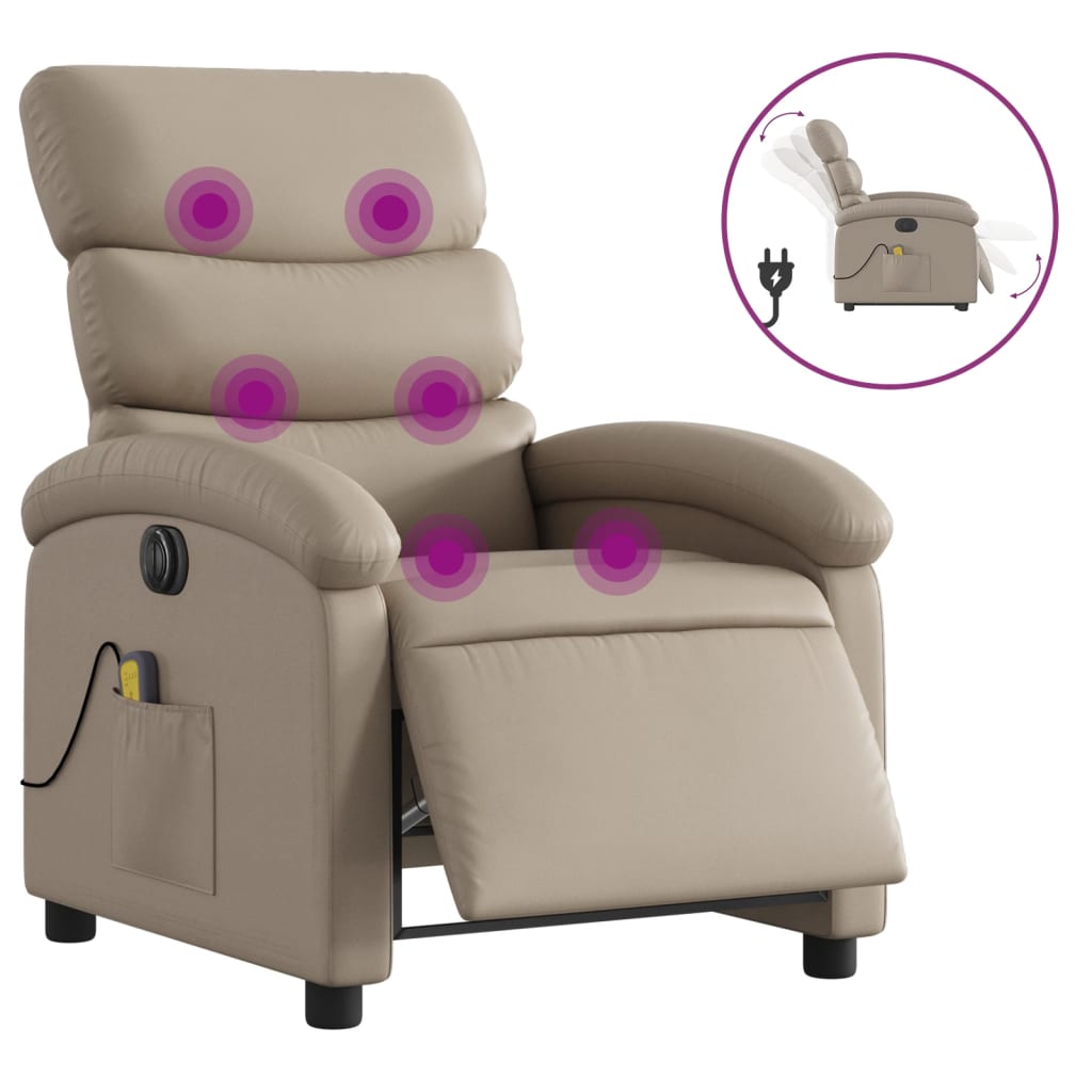 Fauteuil de massage inclinable électrique cappuccino similicuir Fauteuils vidaXL   