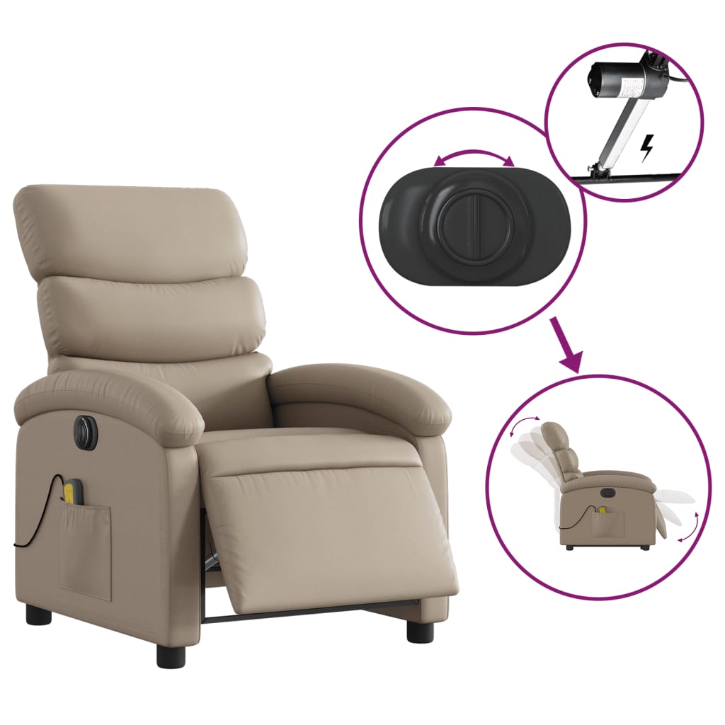 Fauteuil de massage inclinable électrique cappuccino similicuir Fauteuils vidaXL   