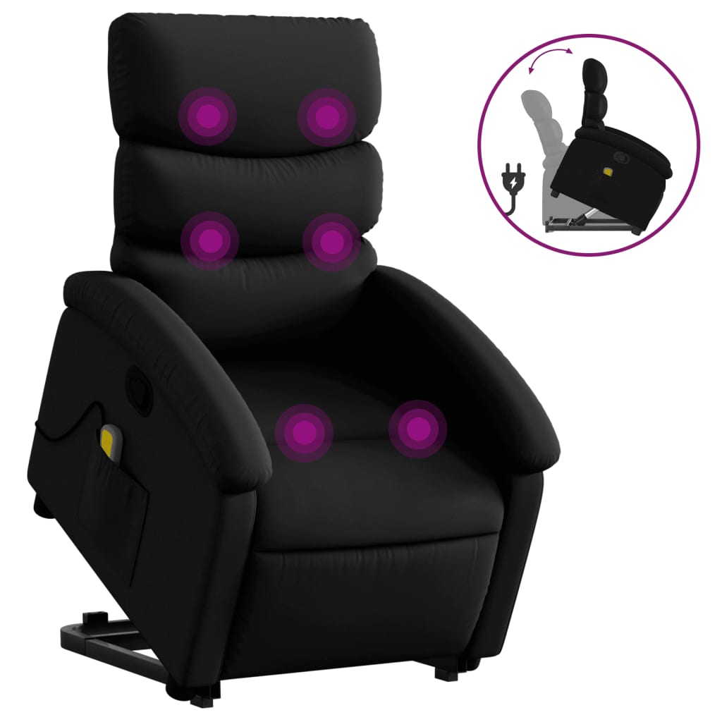 Fauteuil inclinable de massage Noir Similicuir Fauteuils vidaXL   