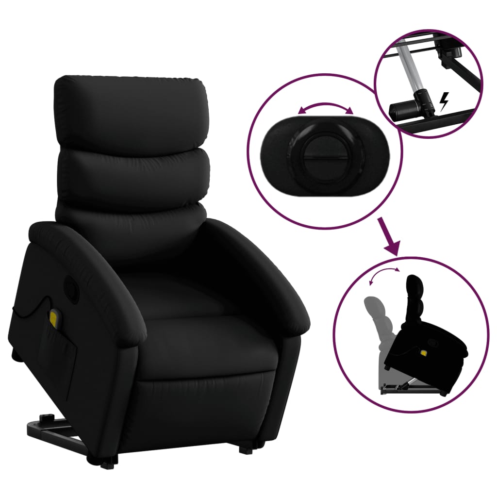 Fauteuil inclinable de massage Noir Similicuir Fauteuils vidaXL   