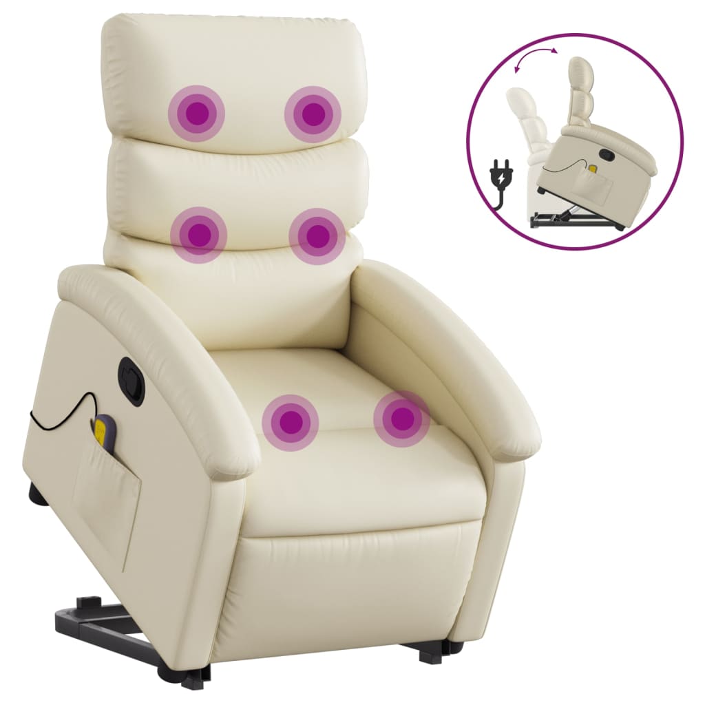 Fauteuil inclinable de massage Crème Similicuir Fauteuils vidaXL   