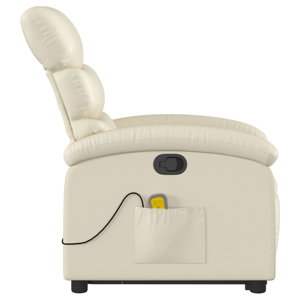 Fauteuil inclinable de massage Crème Similicuir Fauteuils vidaXL   