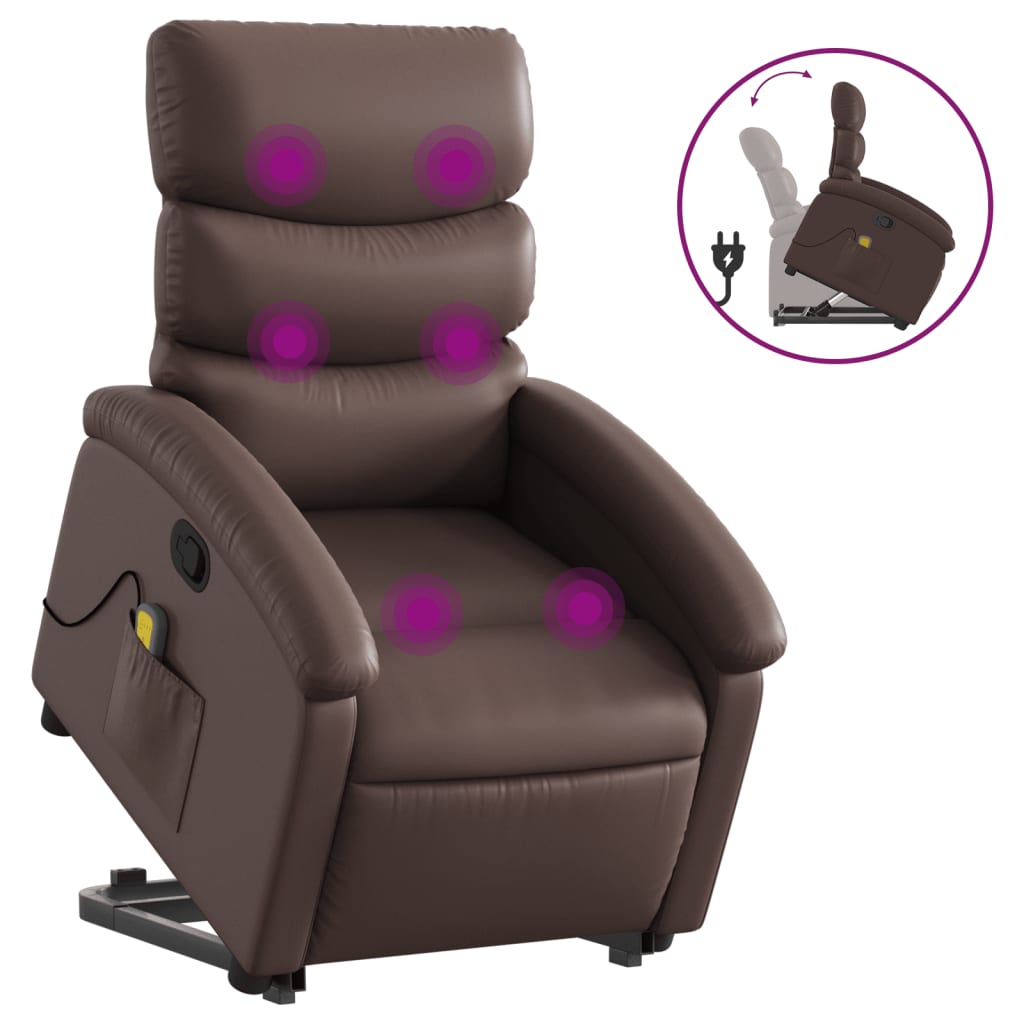 Fauteuil inclinable de massage Marron Similicuir Fauteuils vidaXL   