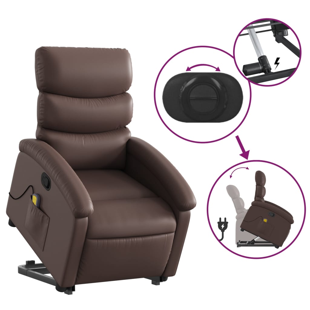 Fauteuil inclinable de massage Marron Similicuir Fauteuils vidaXL   