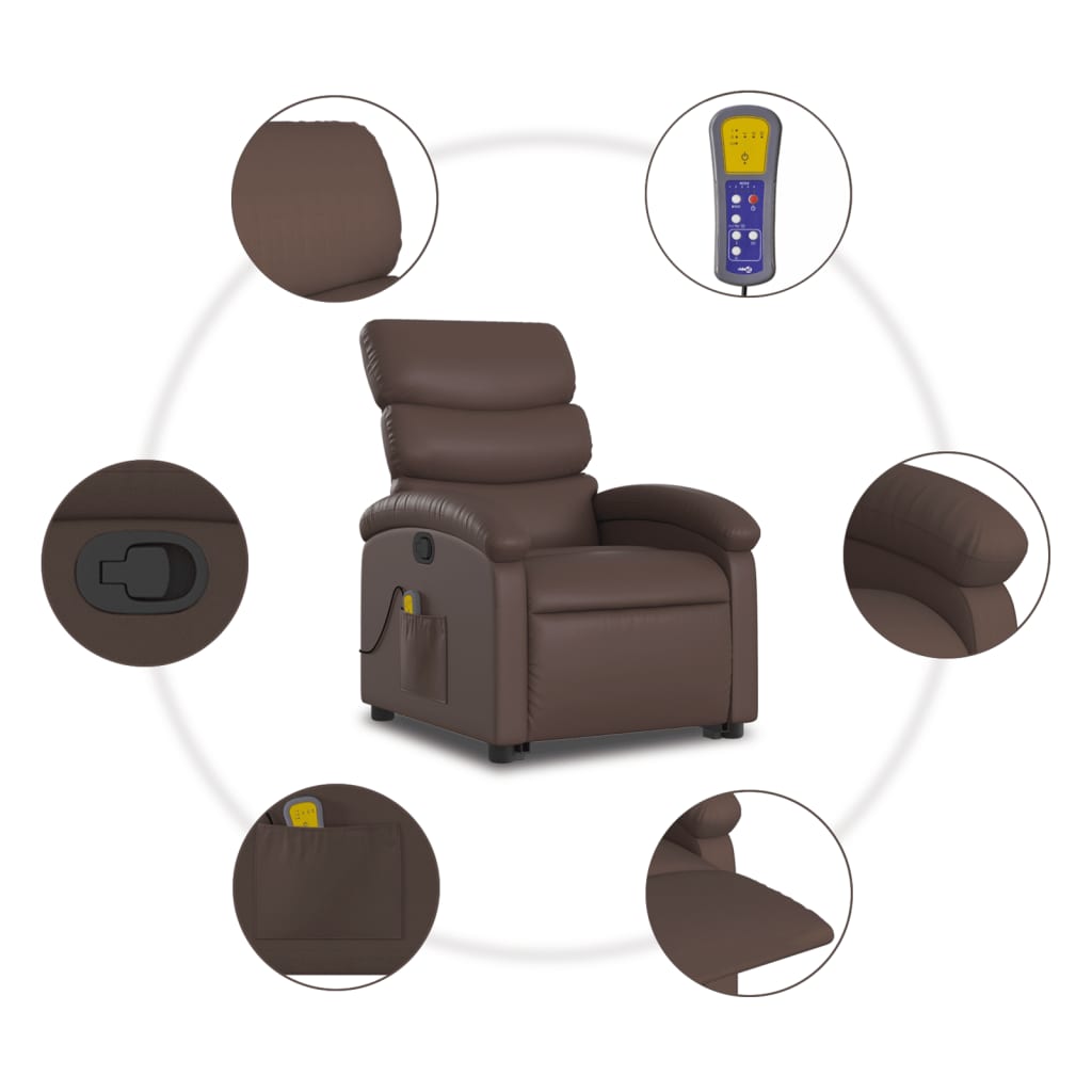 Fauteuil inclinable de massage Marron Similicuir Fauteuils vidaXL   