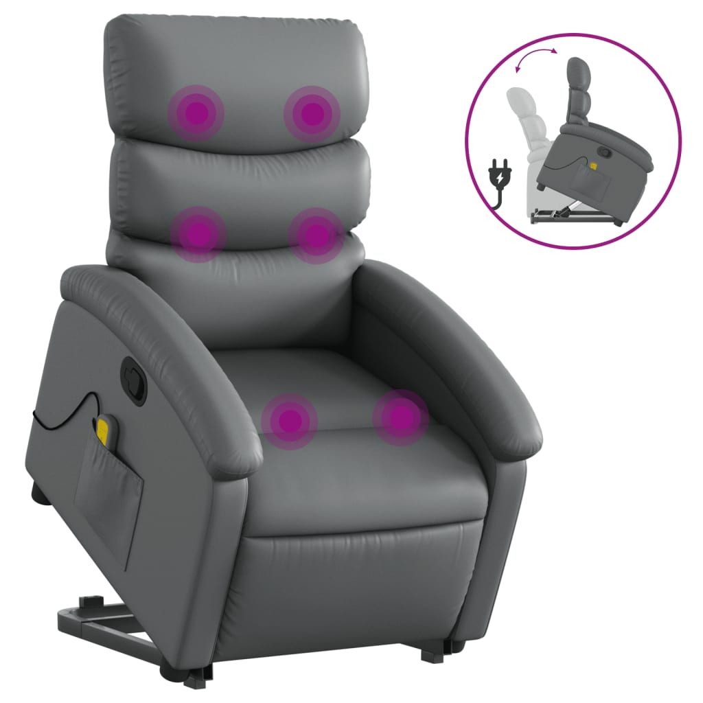 Fauteuil inclinable de massage Gris Similicuir Fauteuils vidaXL   