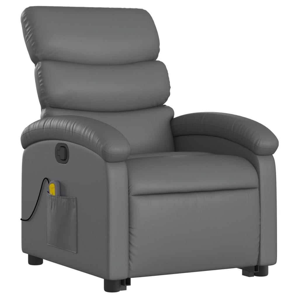 Fauteuil inclinable de massage Gris Similicuir Fauteuils vidaXL   