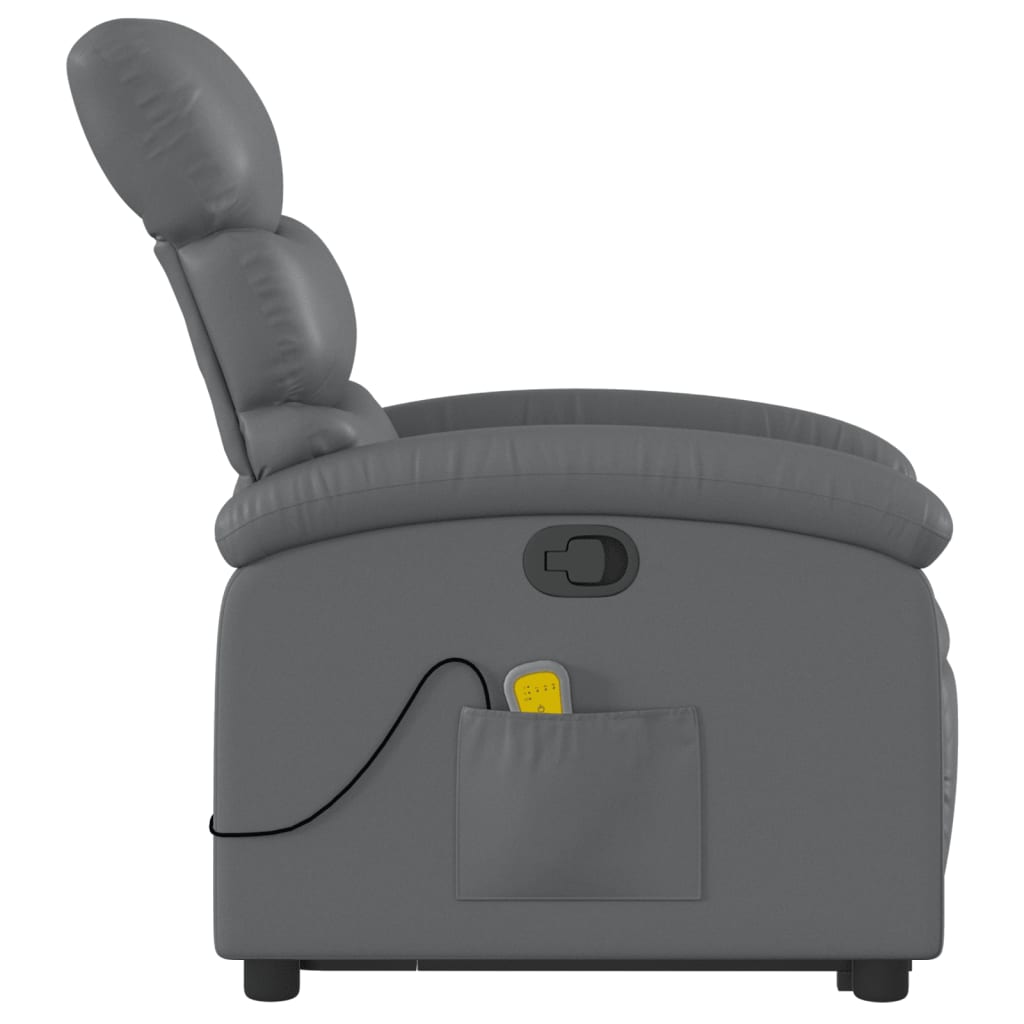 Fauteuil inclinable de massage Gris Similicuir Fauteuils vidaXL   