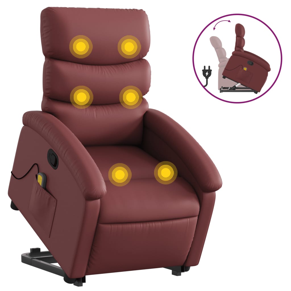 Fauteuil inclinable de massage Rouge bordeaux Similicuir Fauteuils vidaXL   