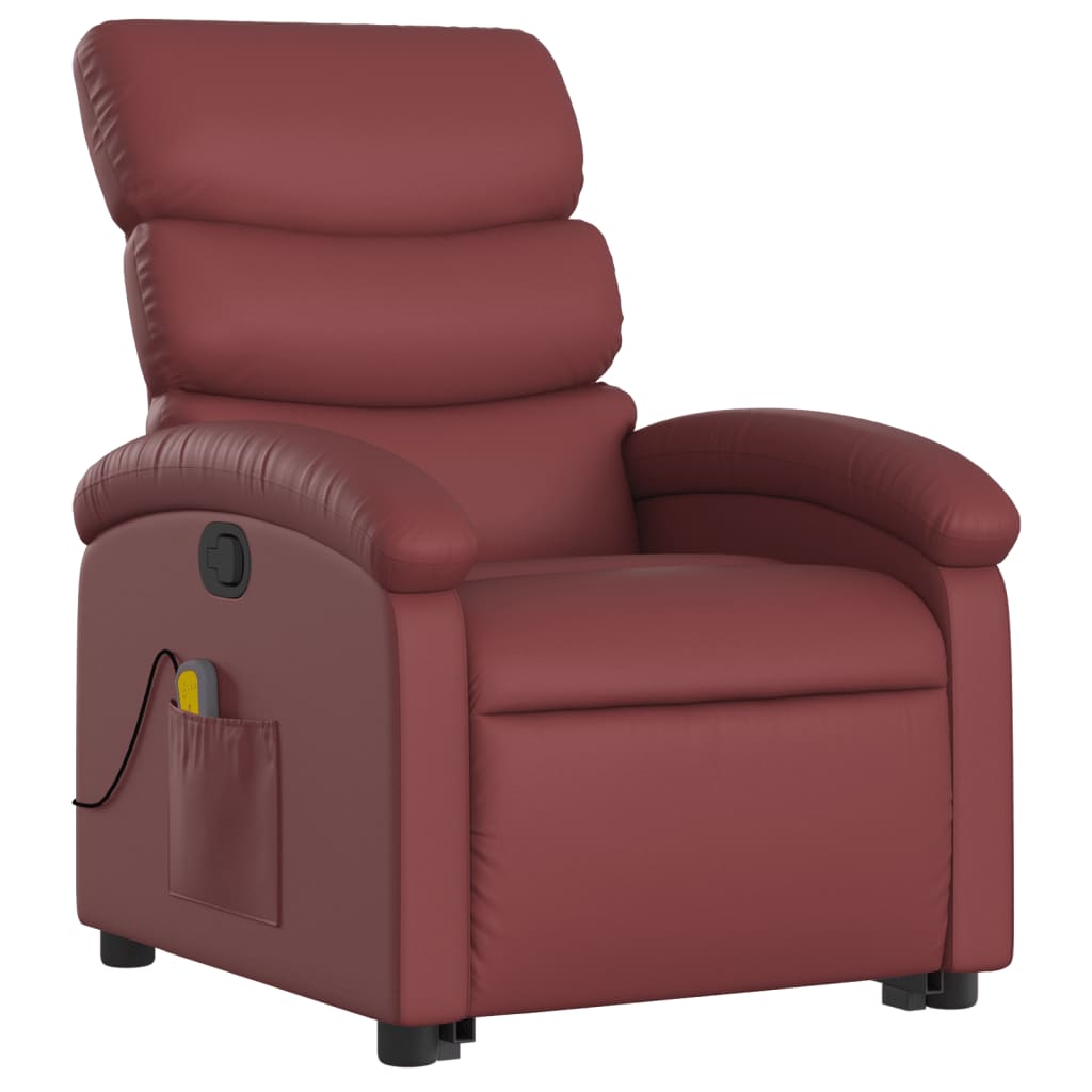 Fauteuil inclinable de massage Rouge bordeaux Similicuir Fauteuils vidaXL   