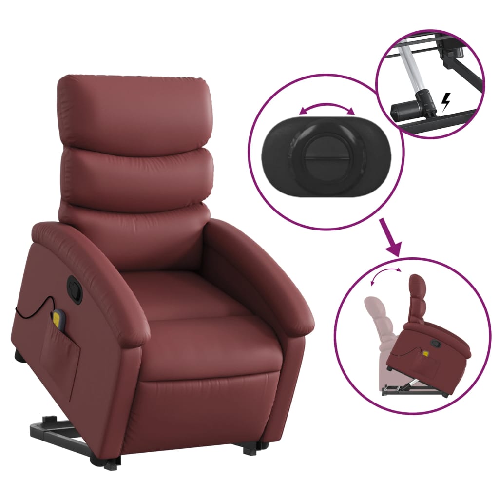 Fauteuil inclinable de massage Rouge bordeaux Similicuir Fauteuils vidaXL   