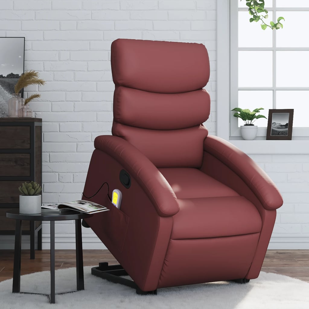 Fauteuil inclinable de massage Rouge bordeaux Similicuir Fauteuils vidaXL   