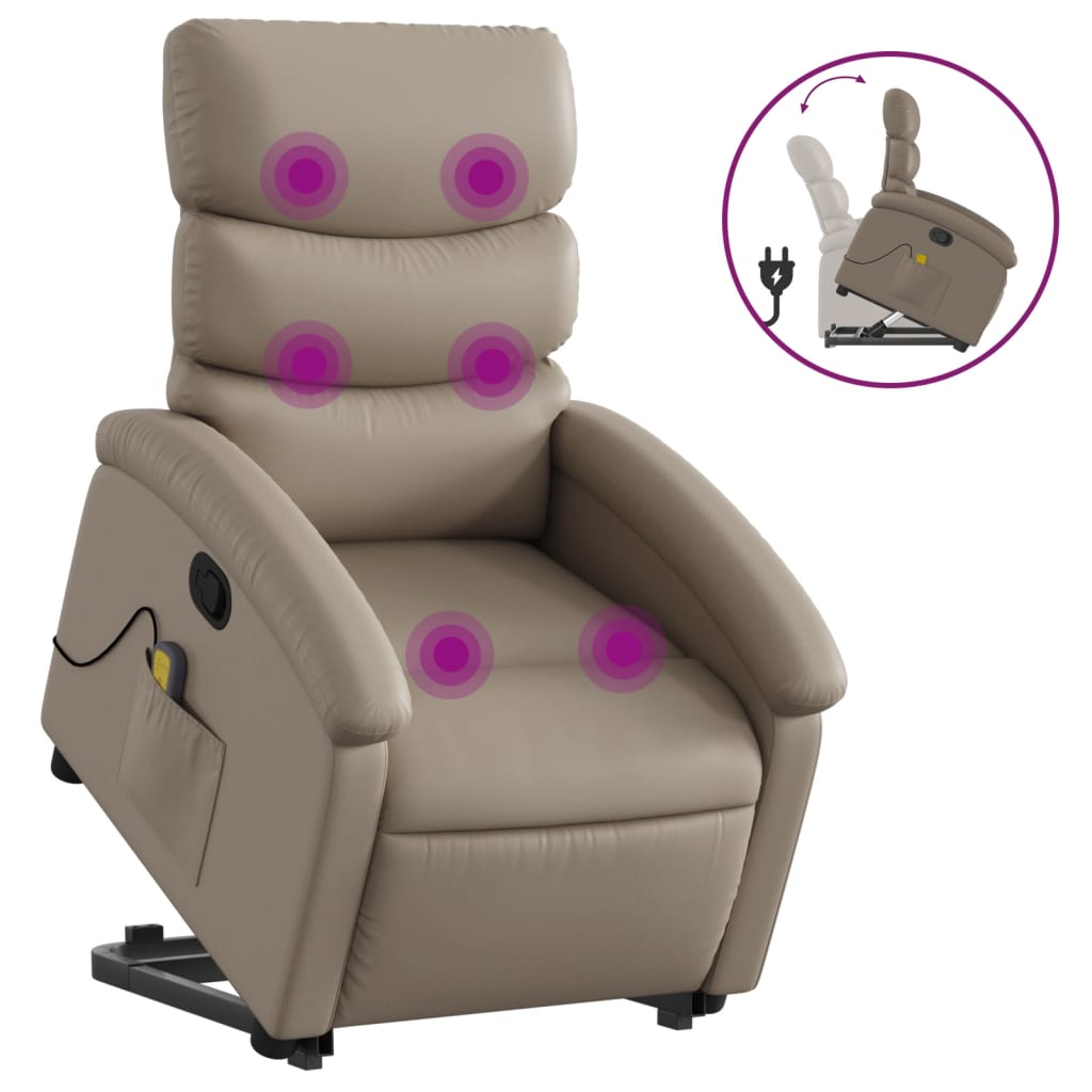 Fauteuil inclinable de massage Cappuccino Similicuir Fauteuils vidaXL   