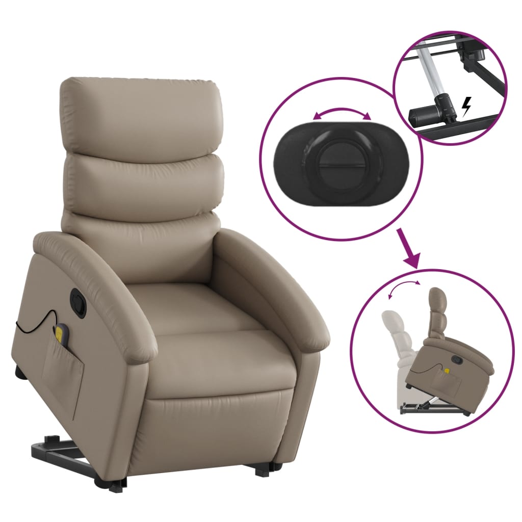 Fauteuil inclinable de massage Cappuccino Similicuir Fauteuils vidaXL   