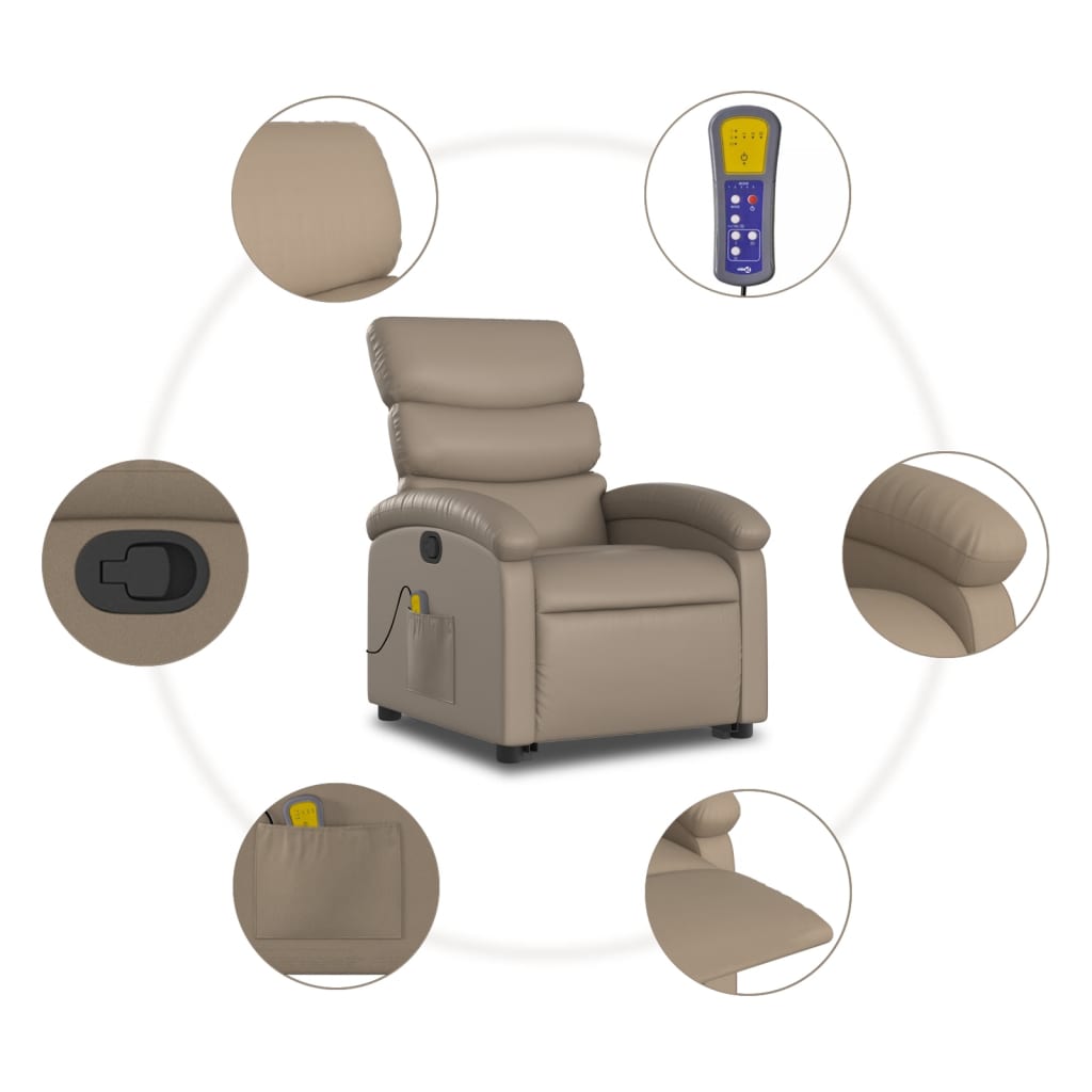 Fauteuil inclinable de massage Cappuccino Similicuir Fauteuils vidaXL   