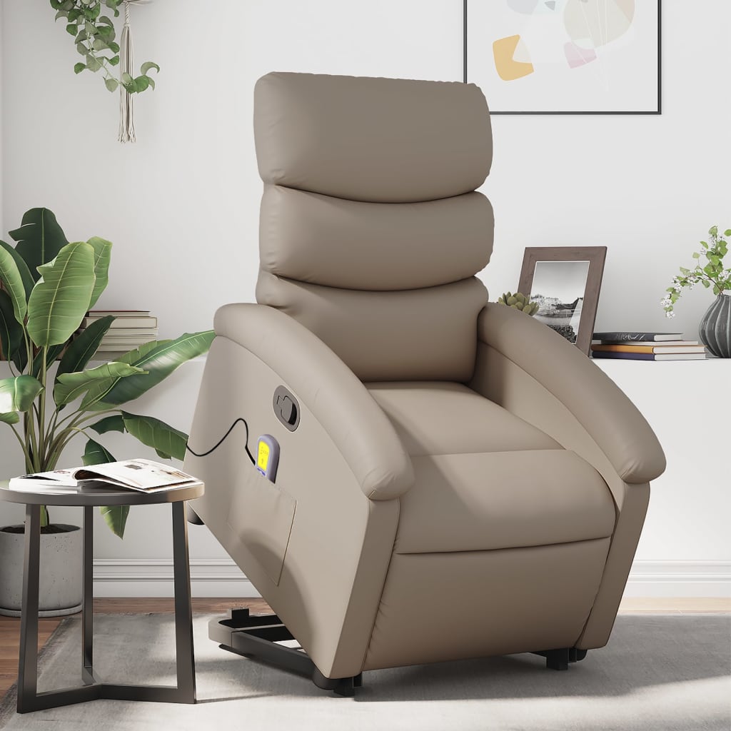 Fauteuil inclinable de massage Cappuccino Similicuir Fauteuils vidaXL   