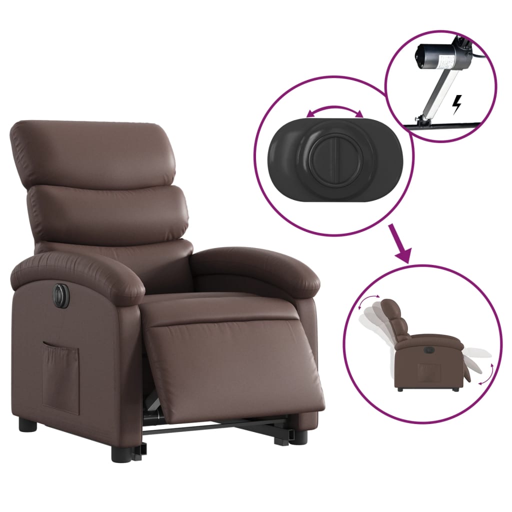 Fauteuil inclinable électrique marron similicuir Fauteuils vidaXL   