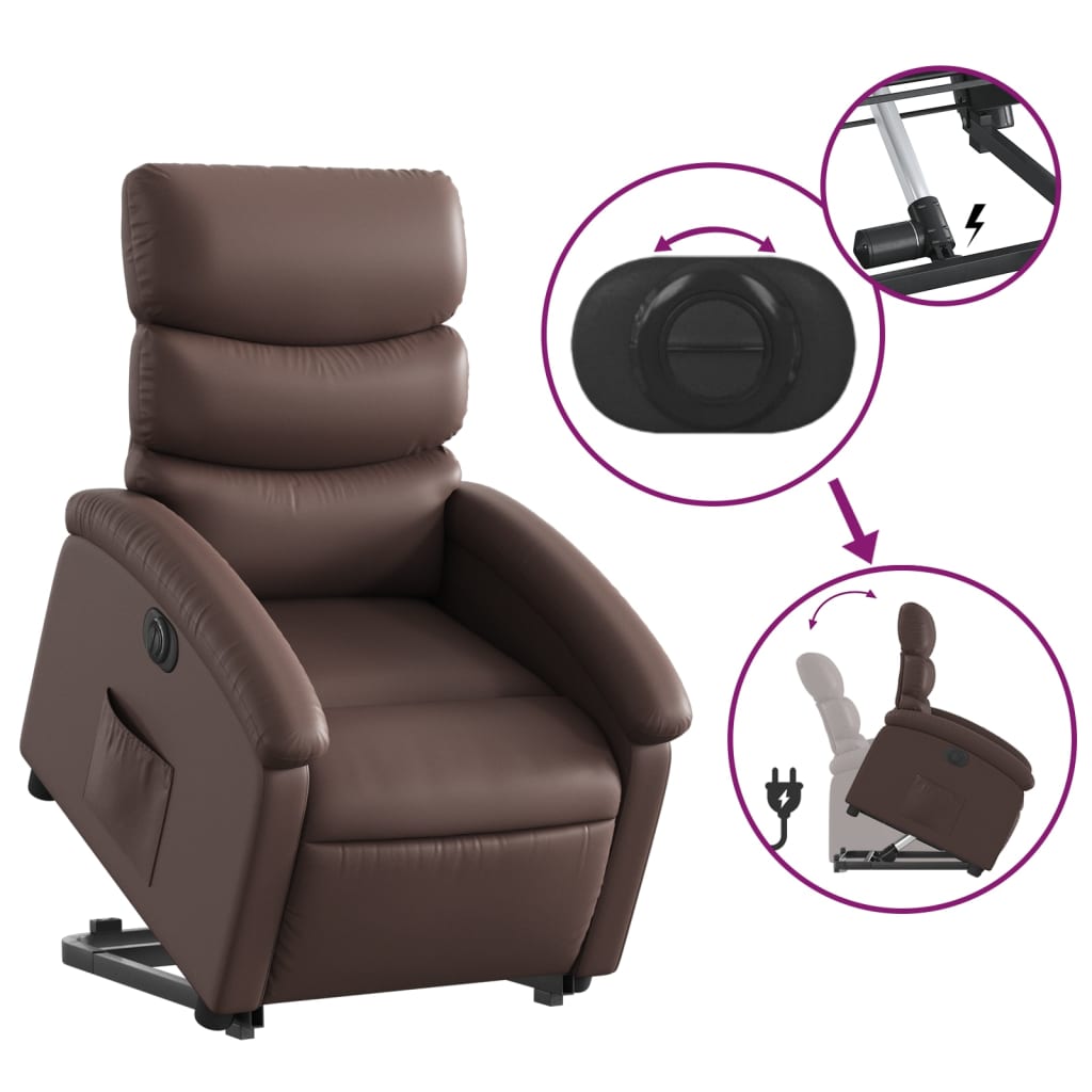 Fauteuil inclinable électrique marron similicuir Fauteuils vidaXL   