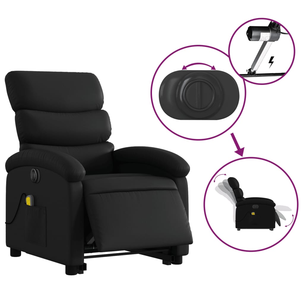 Fauteuil inclinable de massage électrique noir similicuir Fauteuils vidaXL   