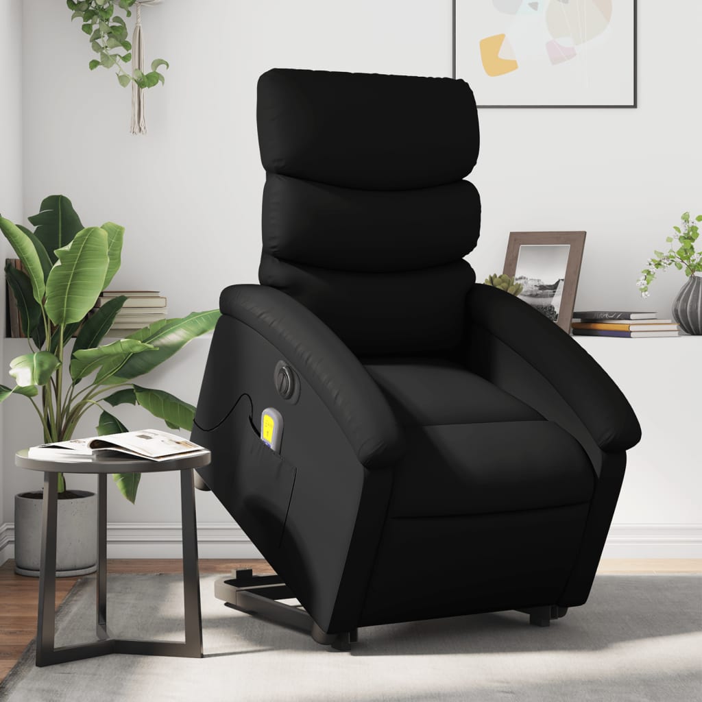 Fauteuil inclinable de massage électrique noir similicuir Fauteuils vidaXL   