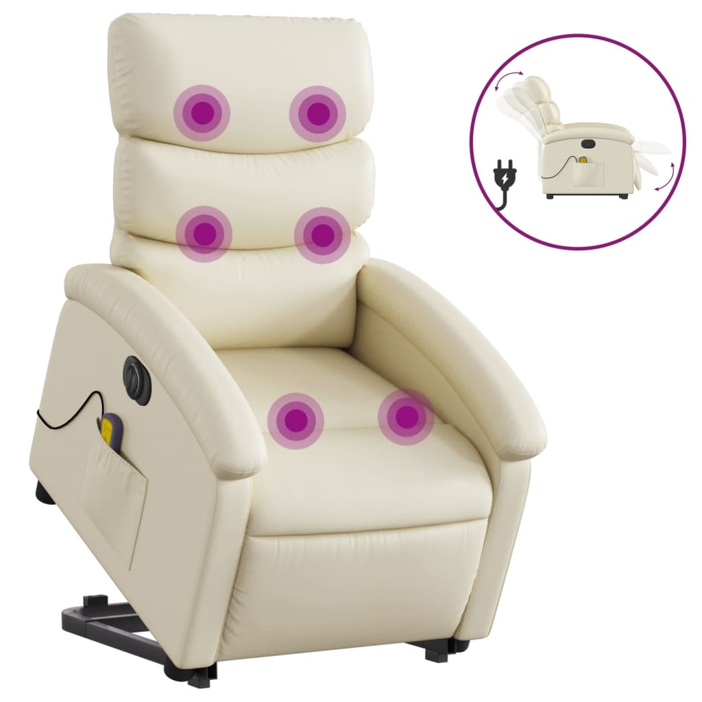 Fauteuil inclinable de massage électrique crème similicuir Fauteuils vidaXL   