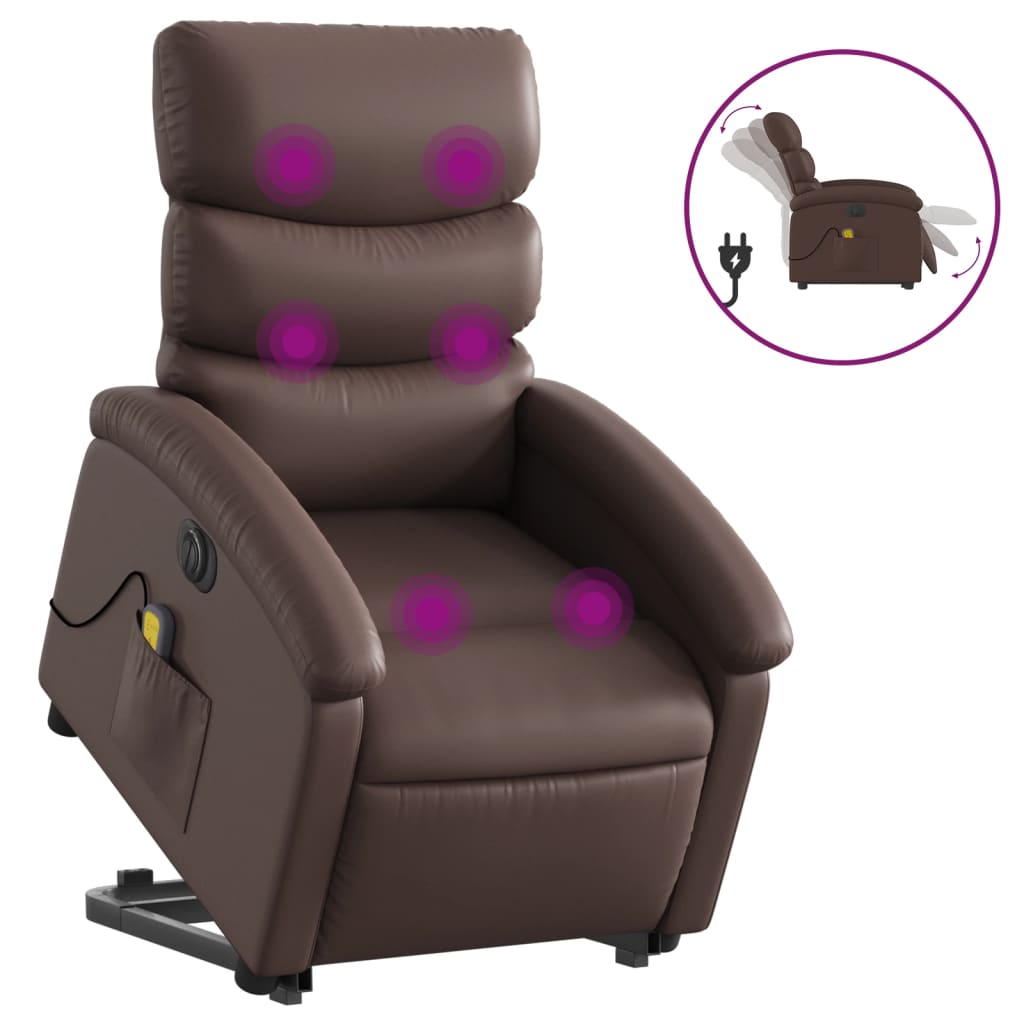 Fauteuil inclinable de massage électrique marron similicuir Fauteuils vidaXL   