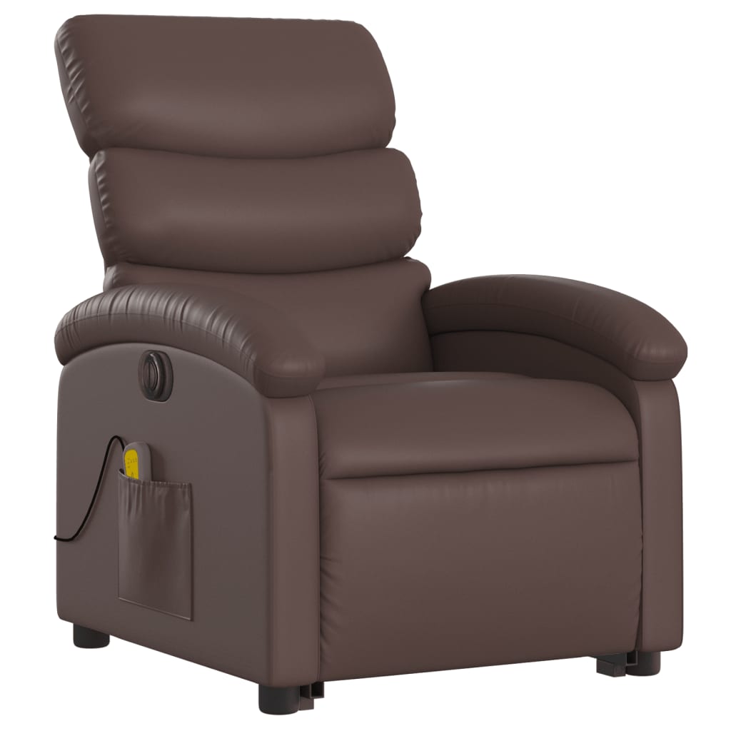 Fauteuil inclinable de massage électrique marron similicuir Fauteuils vidaXL   