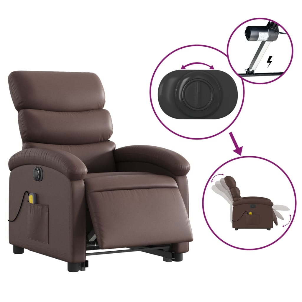 Fauteuil inclinable de massage électrique marron similicuir Fauteuils vidaXL   