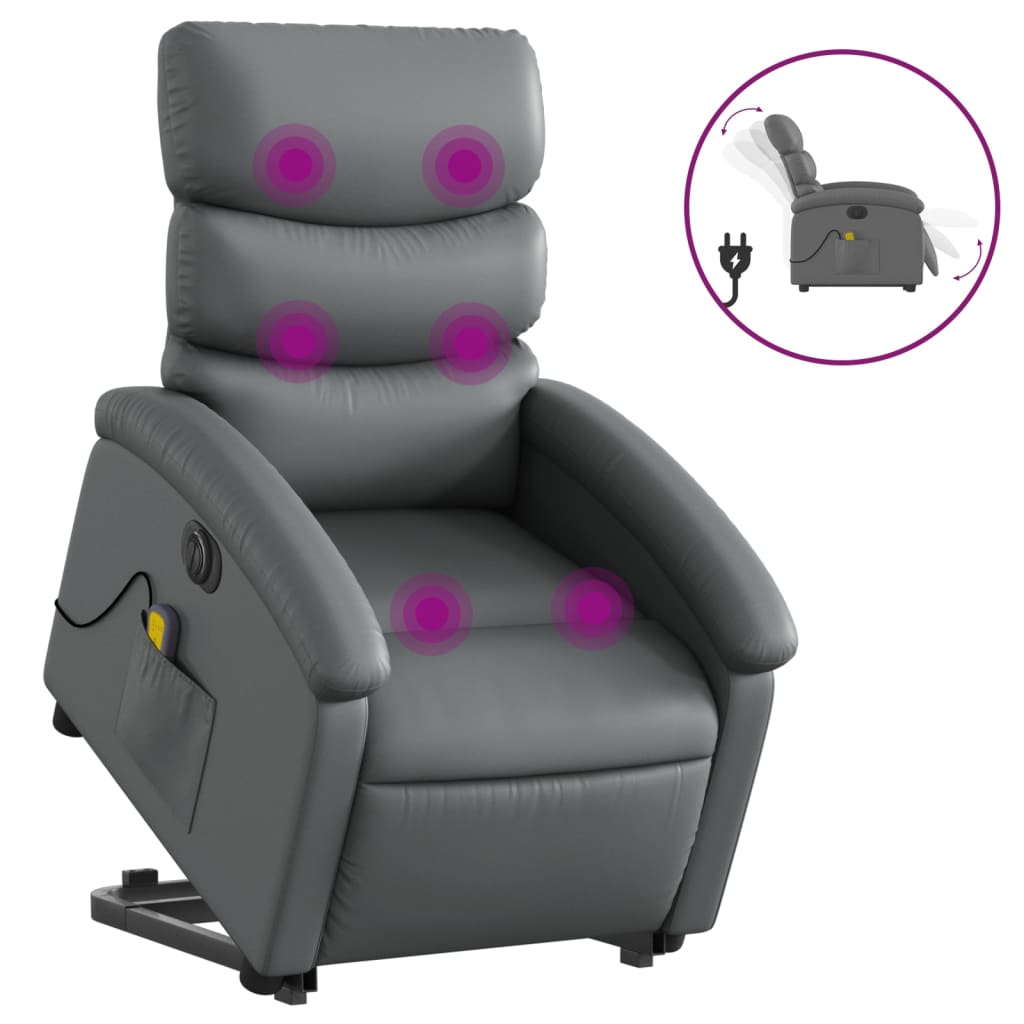 Fauteuil inclinable de massage électrique gris similicuir Fauteuils vidaXL   