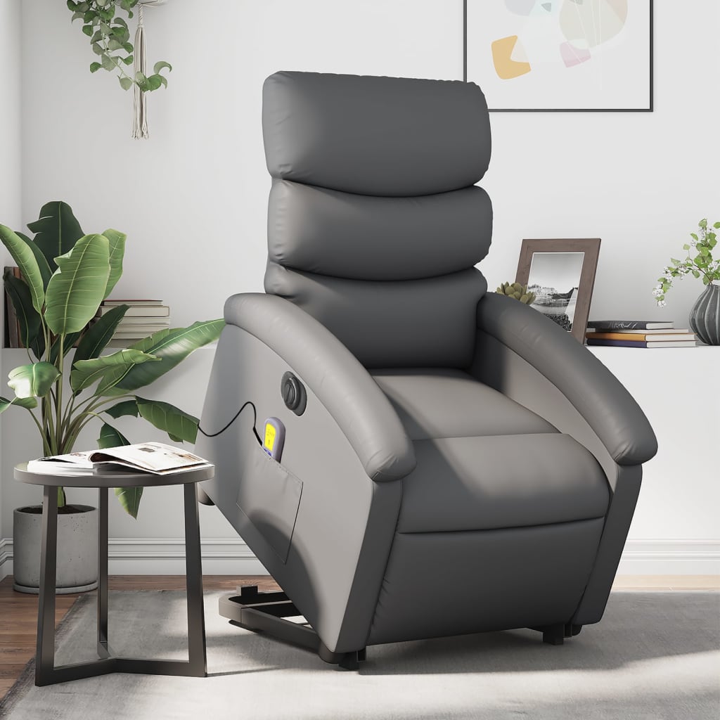 Fauteuil inclinable de massage électrique gris similicuir Fauteuils vidaXL   