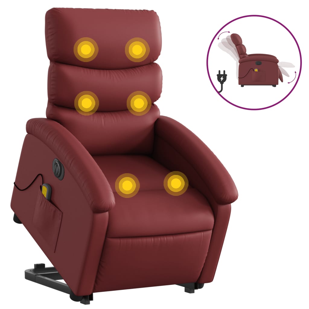 Fauteuil inclinable de massage électrique rouge bordeaux Fauteuils vidaXL   