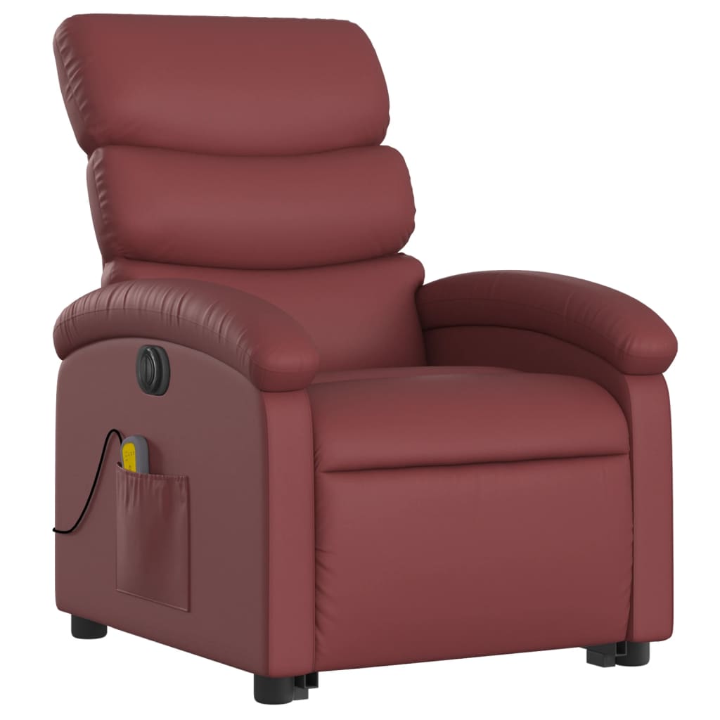 Fauteuil inclinable de massage électrique rouge bordeaux Fauteuils vidaXL   