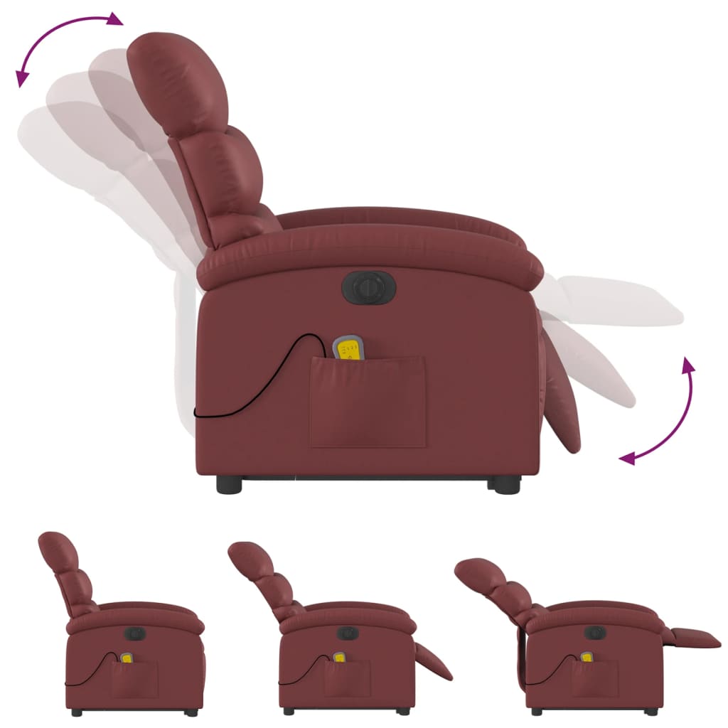 Fauteuil inclinable de massage électrique rouge bordeaux Fauteuils vidaXL   