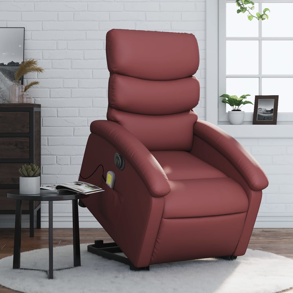 Fauteuil inclinable de massage électrique rouge bordeaux Fauteuils vidaXL   